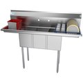 Koolmore 3 Compartment Stainless Steel NSF Commercial Kitchen Sink with Right and Left Drainboards SC101410-12B3